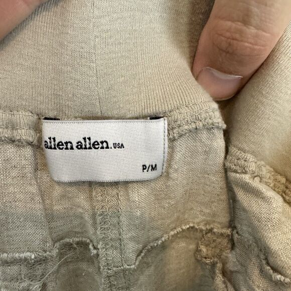Allen Allen Pants Womens Petite Medium Beige Pull On‎ 100% Linen Straight Leg - Picture 8 of 9
